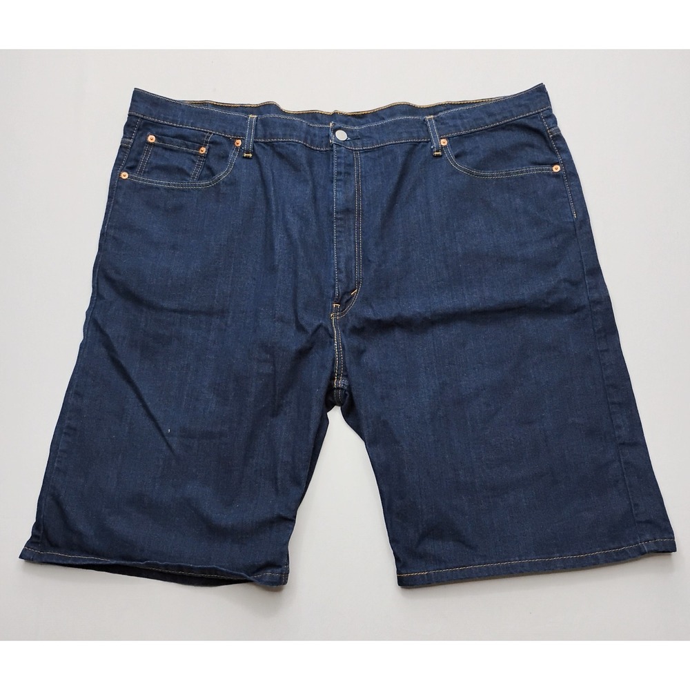 Levis 569 Jean Shorts Mens 48 Blue Dark Wash Denim Baggy Fit Jorts 11in inseam